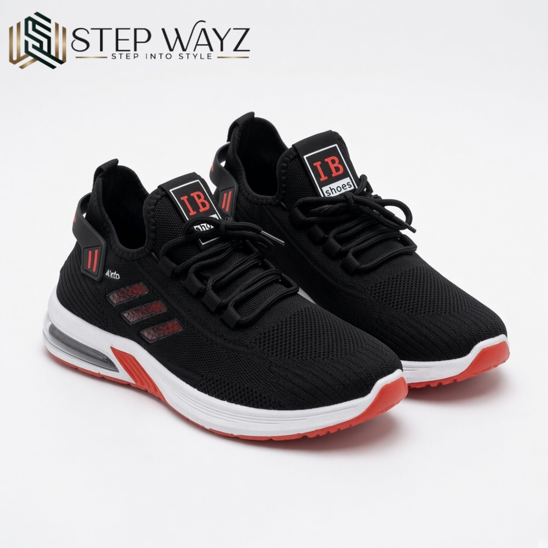 Black & Red Sporty Running Sneakers