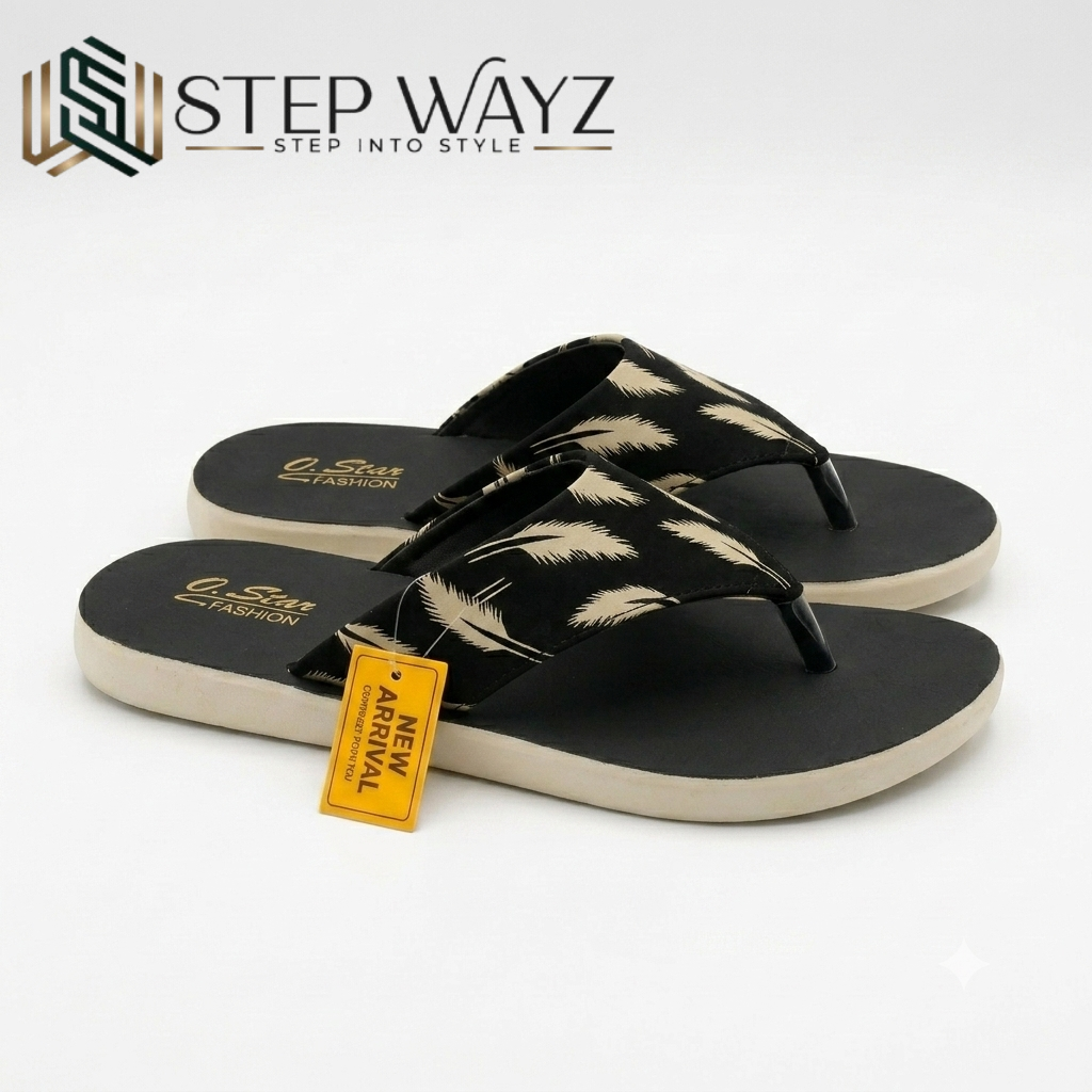 Comfy Black Printed Flip Flops 🖤