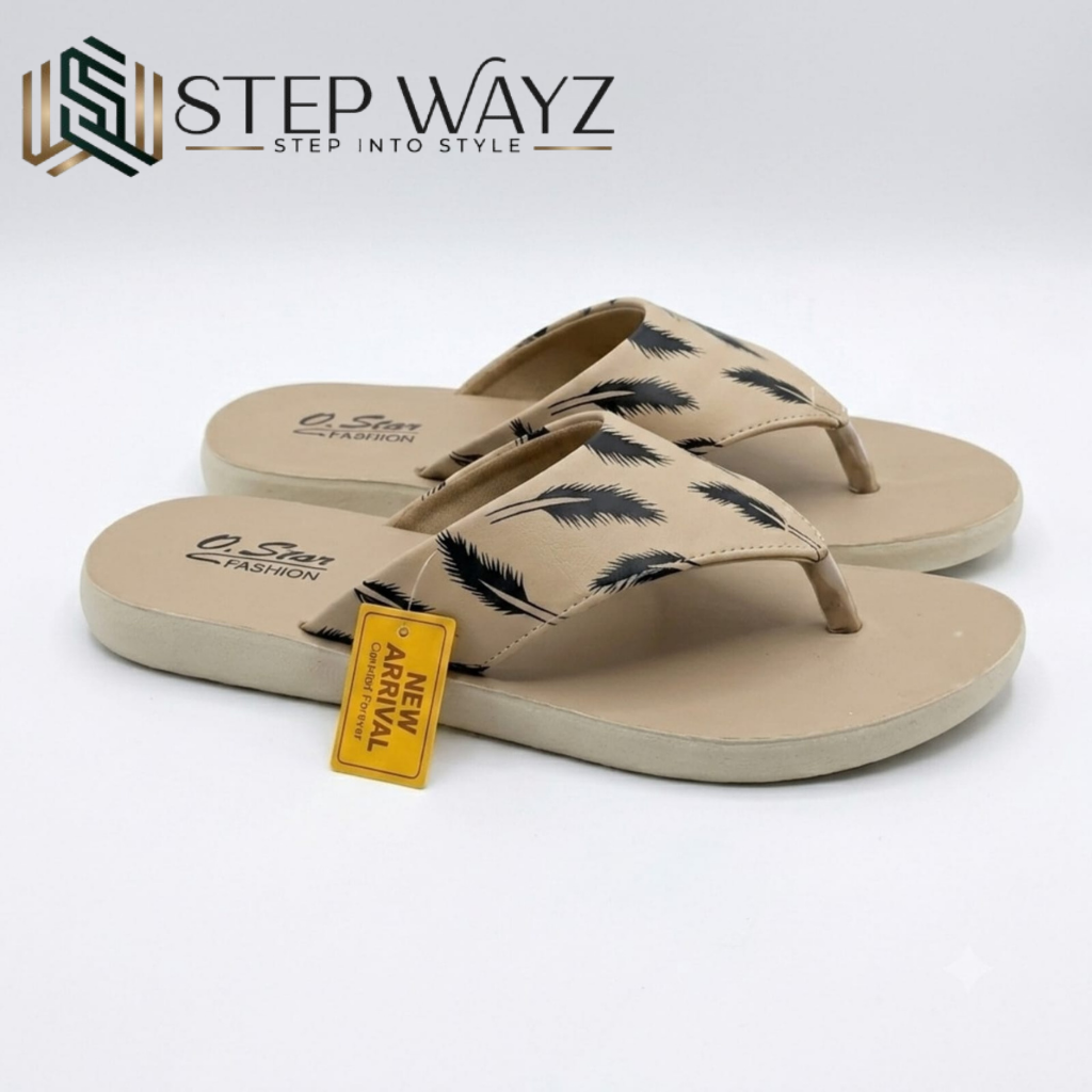 Comfy Beige Printed Flip Flops