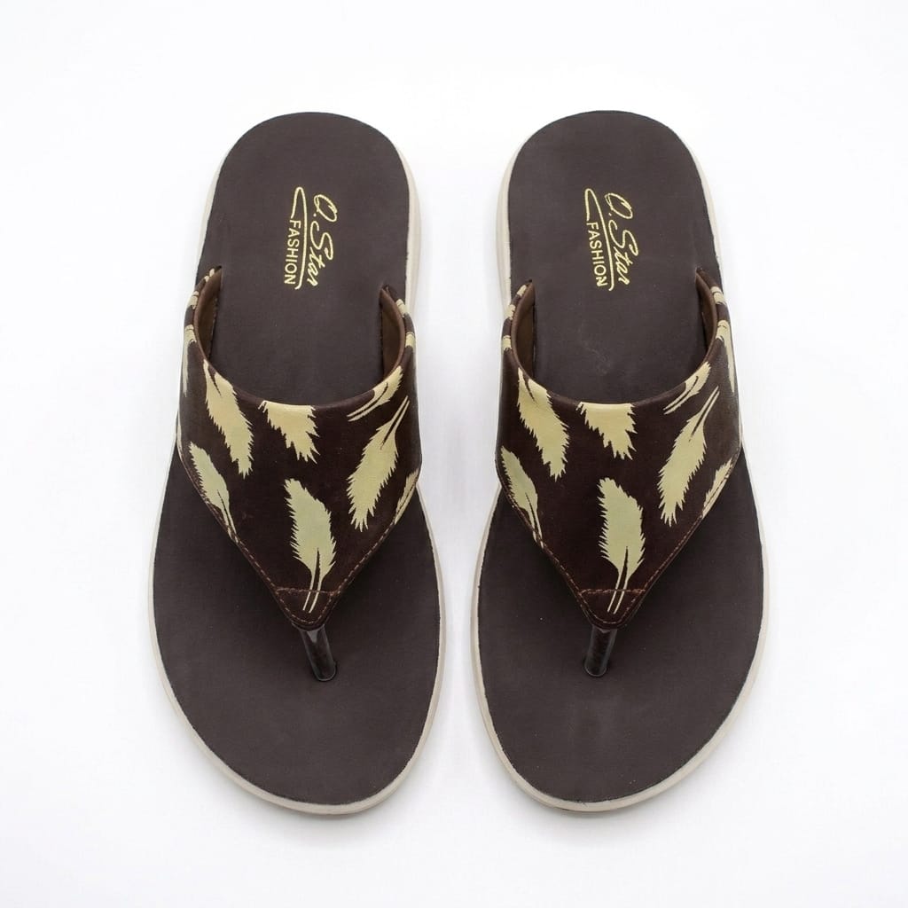 Comfy Brown Printed Flip Flops 🤎
